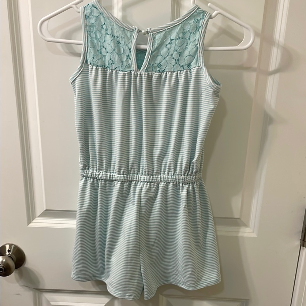 Btween Girls Blue Striped Lace Romper Size 8 Summer - Picture 3 of 5